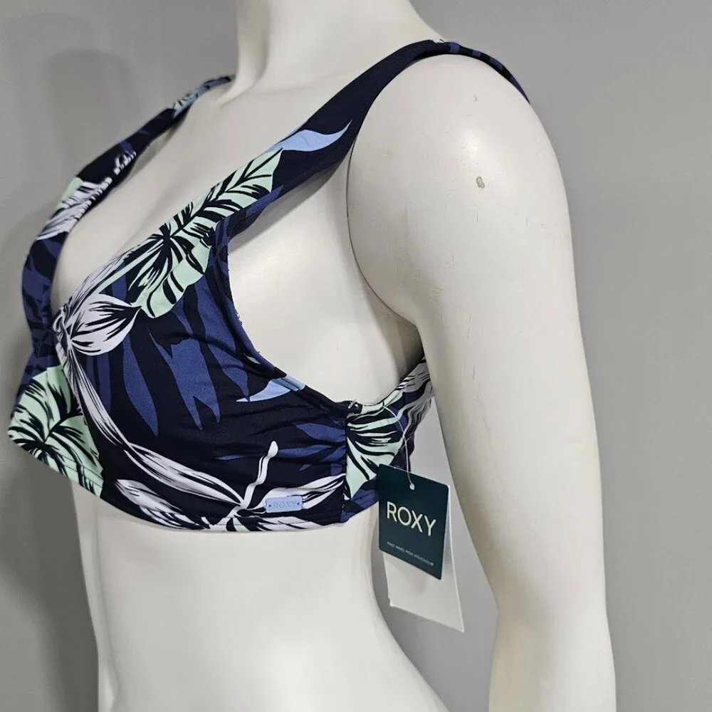 Roxy Printed Beach Classics Bralette Swim Top Mood Indigo - Picture 3 of 9